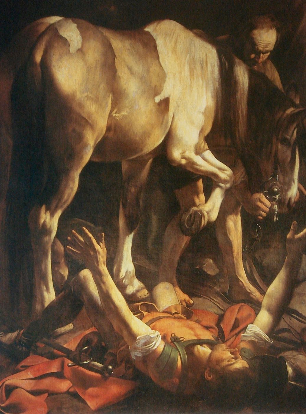 21. La conversione di San Paolo, (1600-1601) 237 × 189 cm, Santa Maria del Popolo, Cappella Cerasi, Roma.